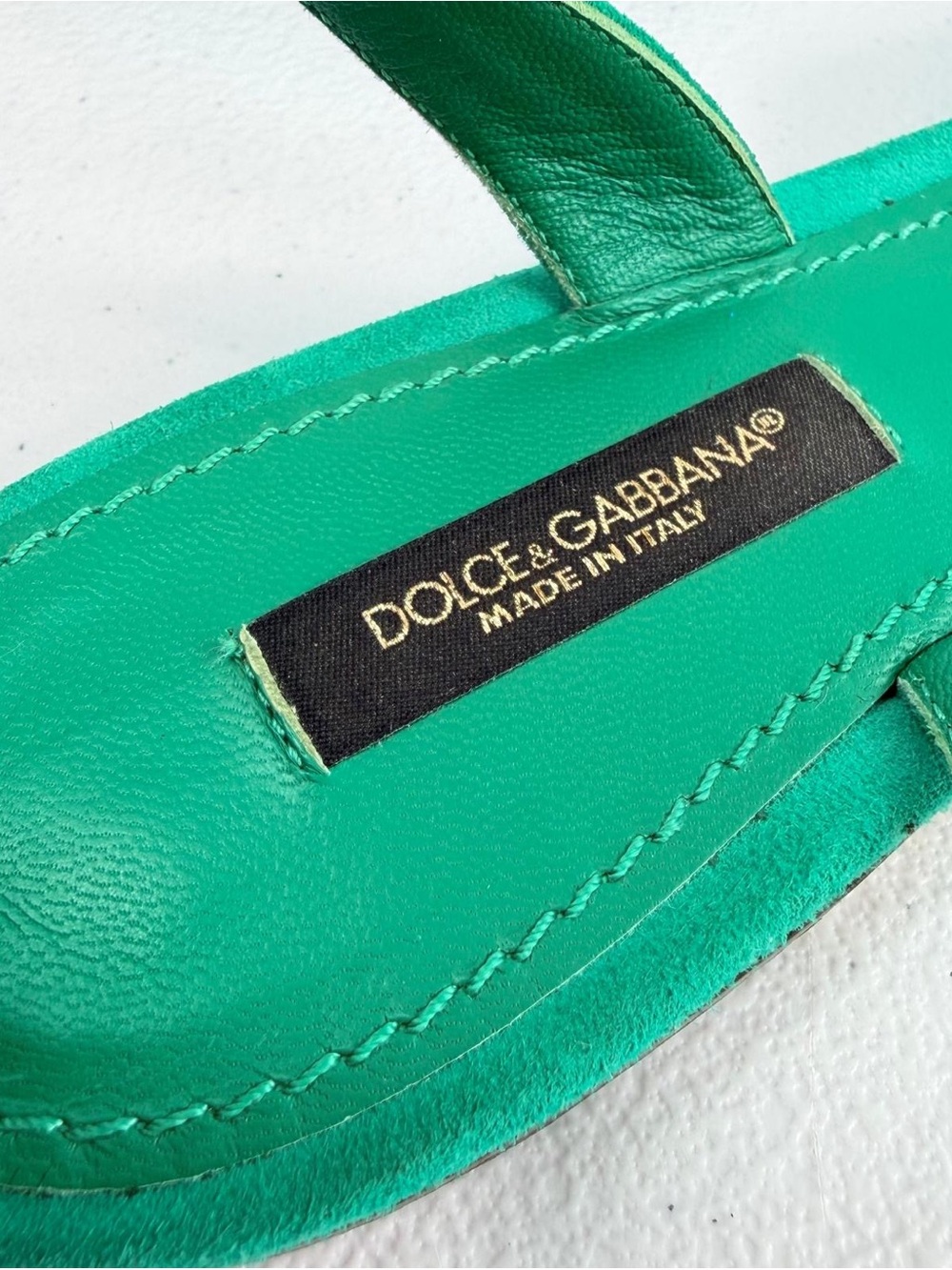 DOLCE&GABBANA Emerald Green Jeweled Slingback Flats – EU 38 | Pointed Toe | - Picture 8 of 10